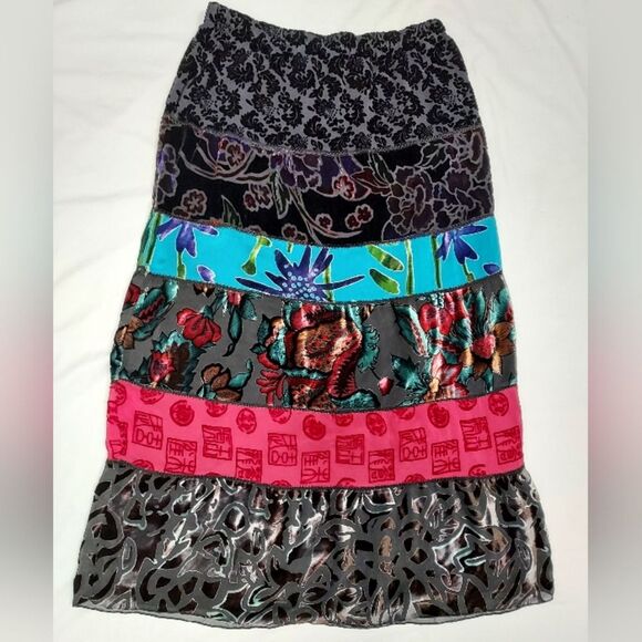 Chico's Boho Burnout Velvet Tiered Skirt Chico's 2/US 12 - Picture 1 of 11